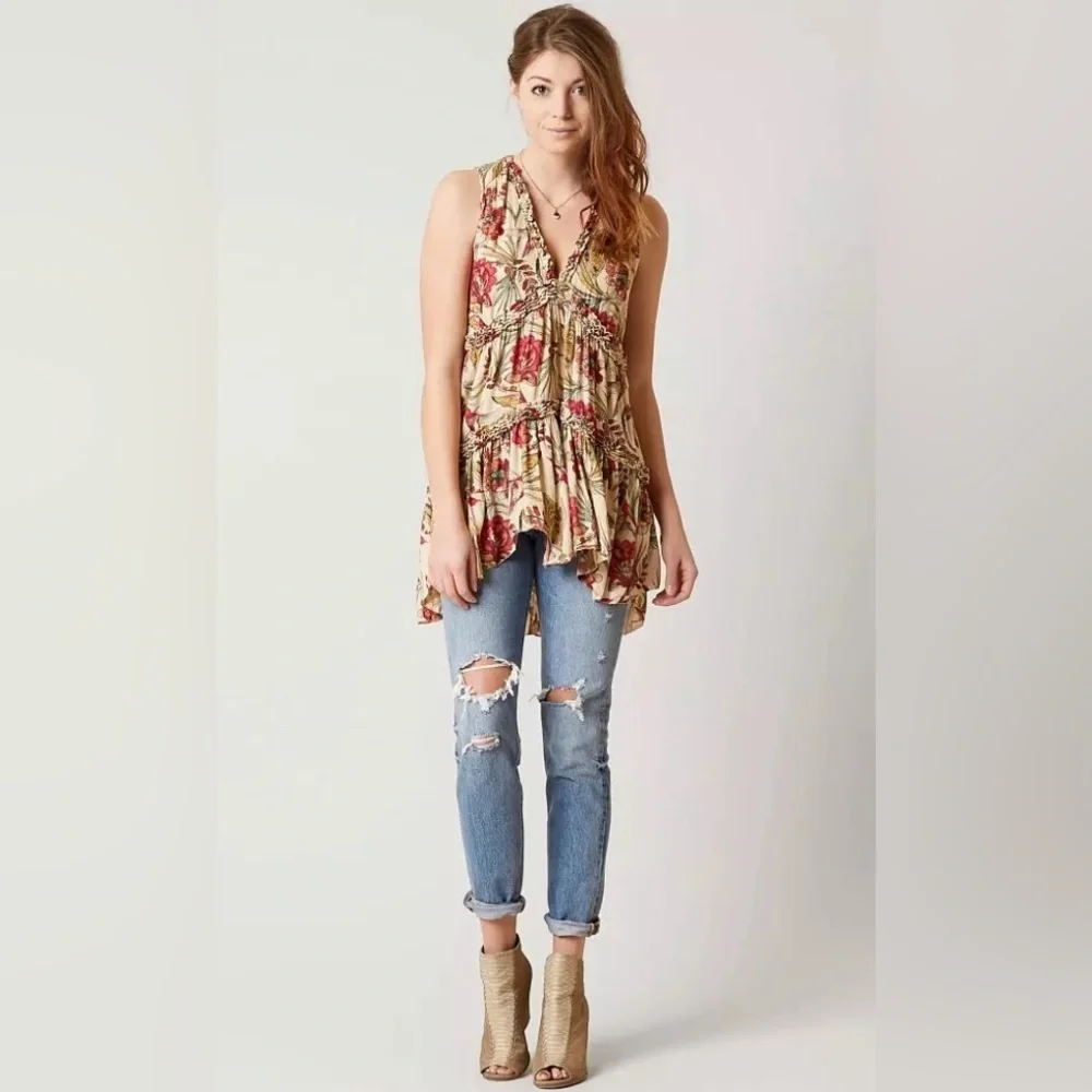 Free People Haze Tank Top with Hummingbirds size small